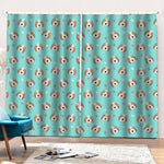 Adorable Beagle Puppy Pattern Print Pencil Pleat Curtains