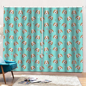 Adorable Beagle Puppy Pattern Print Pencil Pleat Curtains