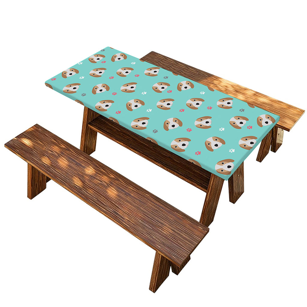Adorable Beagle Puppy Pattern Print Picnic Table Cover