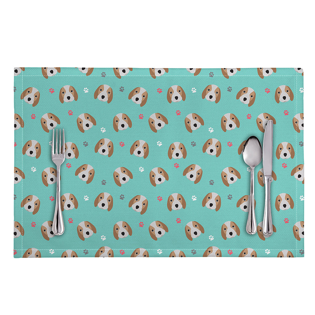 Adorable Beagle Puppy Pattern Print Placemat