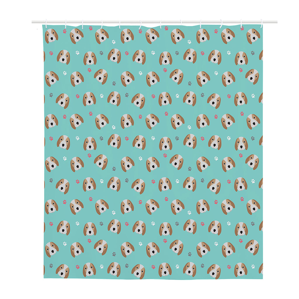 Adorable Beagle Puppy Pattern Print Polyester Shower Curtain