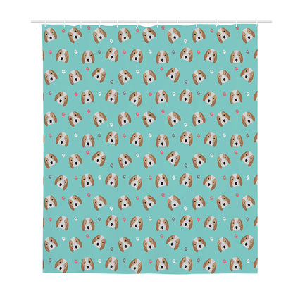 Adorable Beagle Puppy Pattern Print Polyester Shower Curtain
