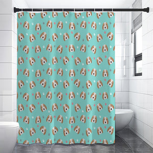 Adorable Beagle Puppy Pattern Print Premium Shower Curtain