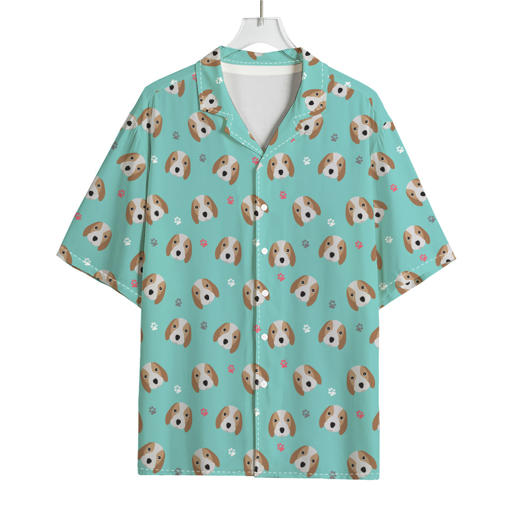 Adorable Beagle Puppy Pattern Print Rayon Hawaiian Shirt