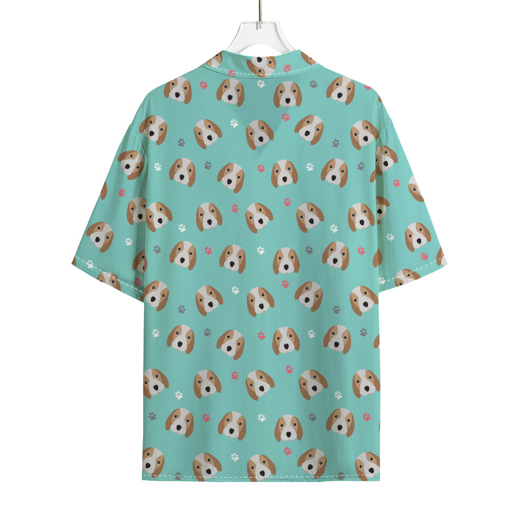 Adorable Beagle Puppy Pattern Print Rayon Hawaiian Shirt