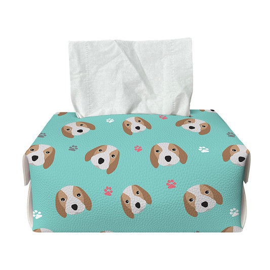 Adorable Beagle Puppy Pattern Print Rectangle Tissue Box Cover