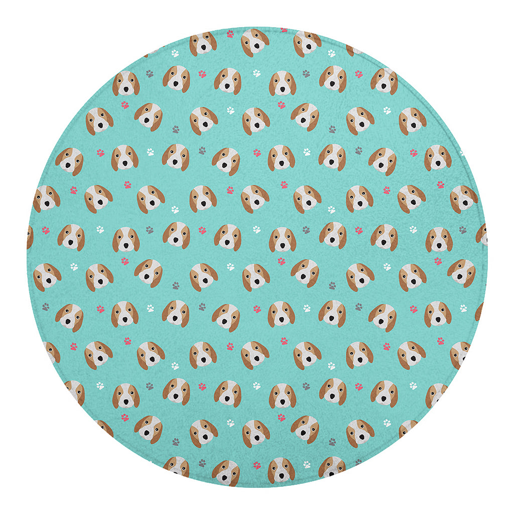 Adorable Beagle Puppy Pattern Print Round Blanket