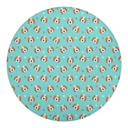 Adorable Beagle Puppy Pattern Print Round Blanket