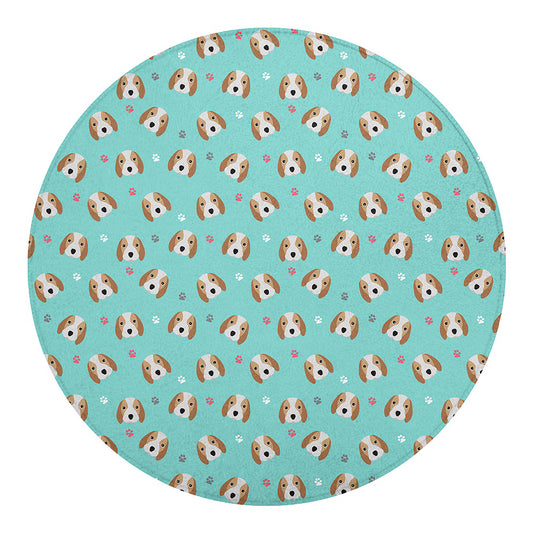 Adorable Beagle Puppy Pattern Print Round Blanket