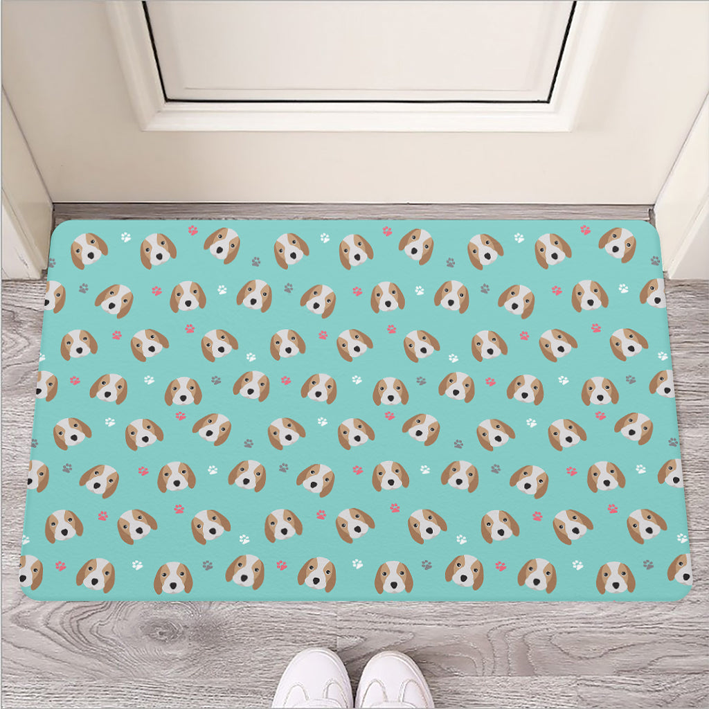 Adorable Beagle Puppy Pattern Print Rubber Doormat