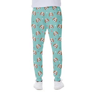 Adorable Beagle Puppy Pattern Print Scuba Joggers