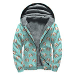 Adorable Beagle Puppy Pattern Print Sherpa Lined Zip Up Hoodie