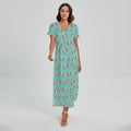 Adorable Beagle Puppy Pattern Print Short Sleeve Maxi Dress