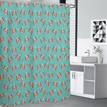 Adorable Beagle Puppy Pattern Print Shower Curtain