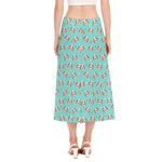 Adorable Beagle Puppy Pattern Print Side Slit Midi Skirt