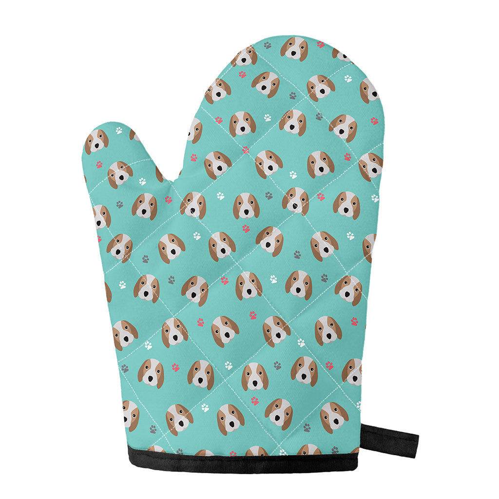 Adorable Beagle Puppy Pattern Print Single Oven Mitt