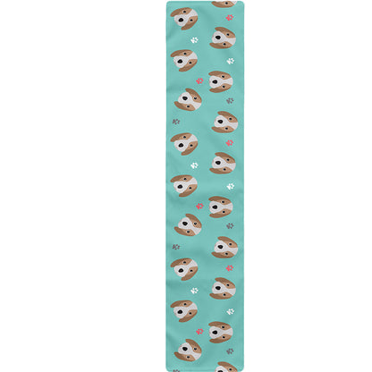 Adorable Beagle Puppy Pattern Print Table Runner