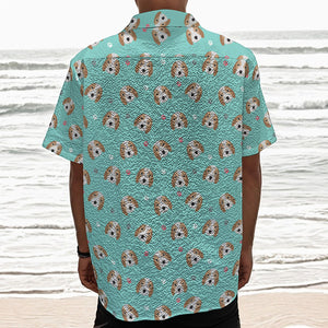 Adorable Beagle Puppy Pattern Print Textured Short Sleeve Shirt