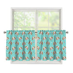 Adorable Beagle Puppy Pattern Print Tier Curtains