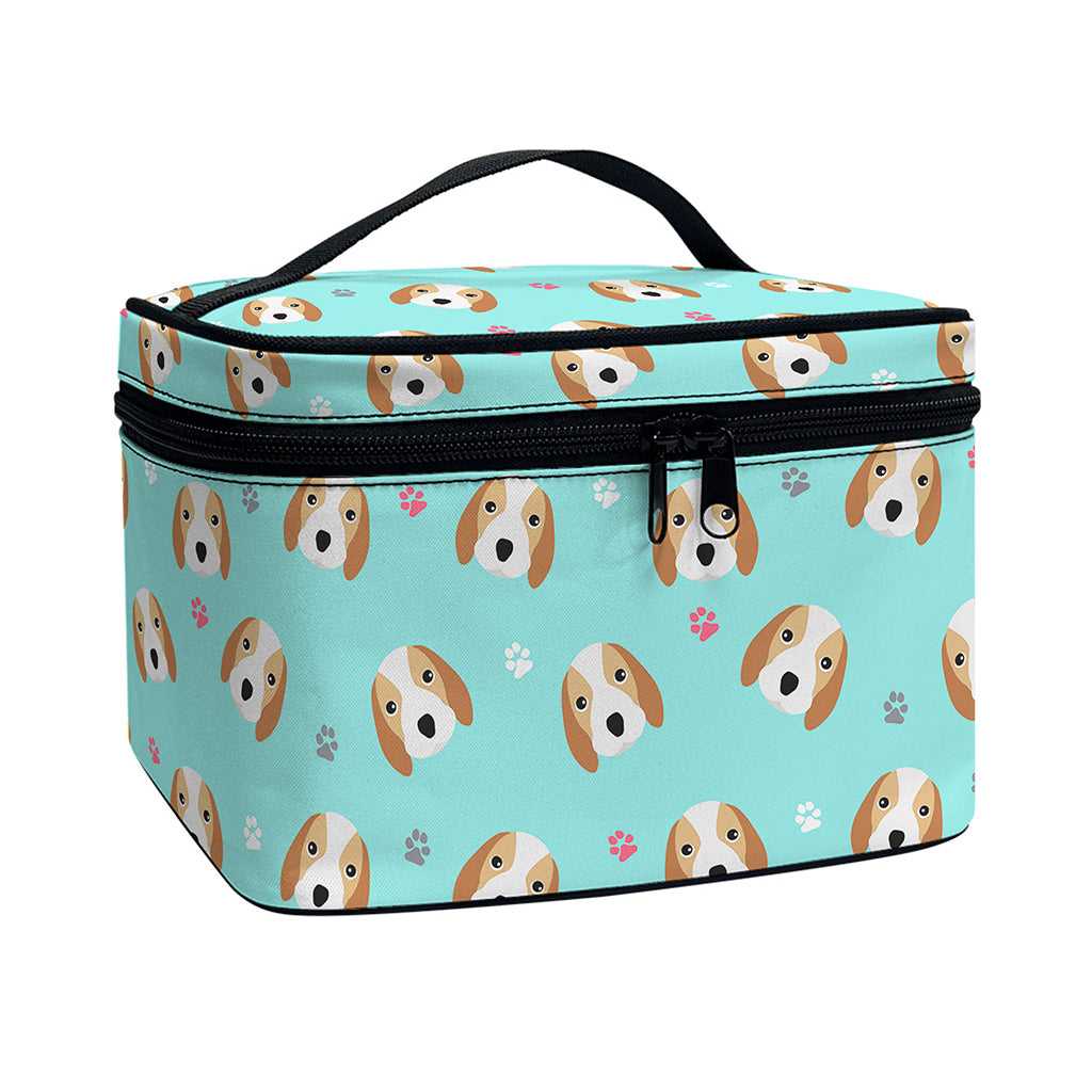 Adorable Beagle Puppy Pattern Print Travel Makeup Bag