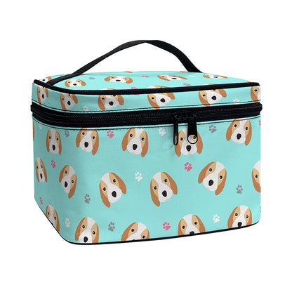 Adorable Beagle Puppy Pattern Print Travel Makeup Bag
