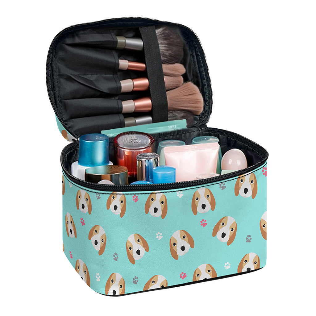 Adorable Beagle Puppy Pattern Print Travel Makeup Bag