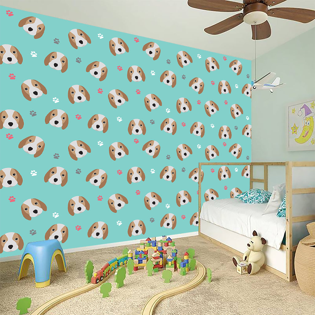 Adorable Beagle Puppy Pattern Print Wall Sticker