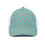 Adorable Beagle Puppy Pattern Print White Mesh Trucker Cap