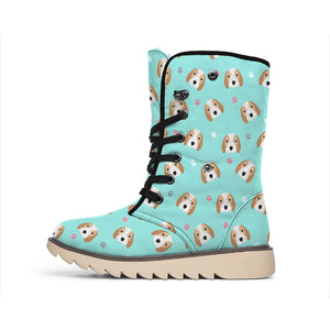 Adorable Beagle Puppy Pattern Print Winter Boots