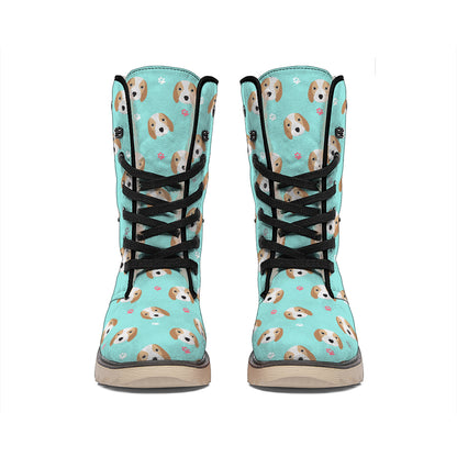 Adorable Beagle Puppy Pattern Print Winter Boots