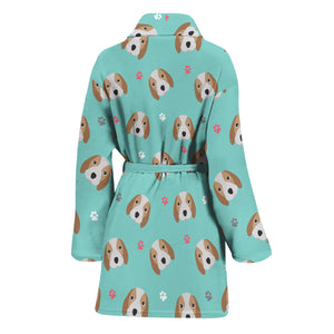 Adorable Beagle Puppy Pattern Print Women's Bathrobe