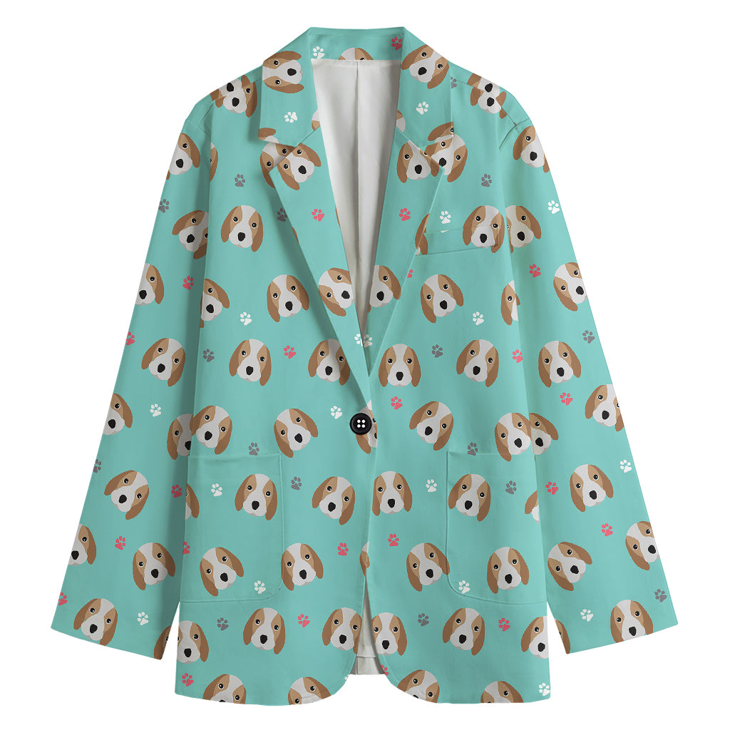 Adorable Beagle Puppy Pattern Print Women's Blazer