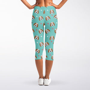 Adorable Beagle Puppy Pattern Print Women's Capri Leggings