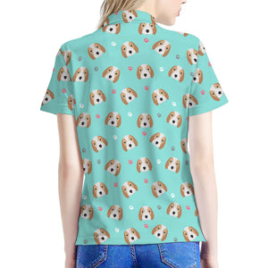 Adorable Beagle Puppy Pattern Print Women's Polo Shirt