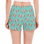 Adorable Beagle Puppy Pattern Print Women's Split Running Shorts