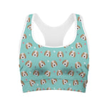 Adorable Beagle Puppy Pattern Print Women's Sports Bra