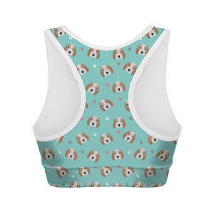 Adorable Beagle Puppy Pattern Print Women's Sports Bra