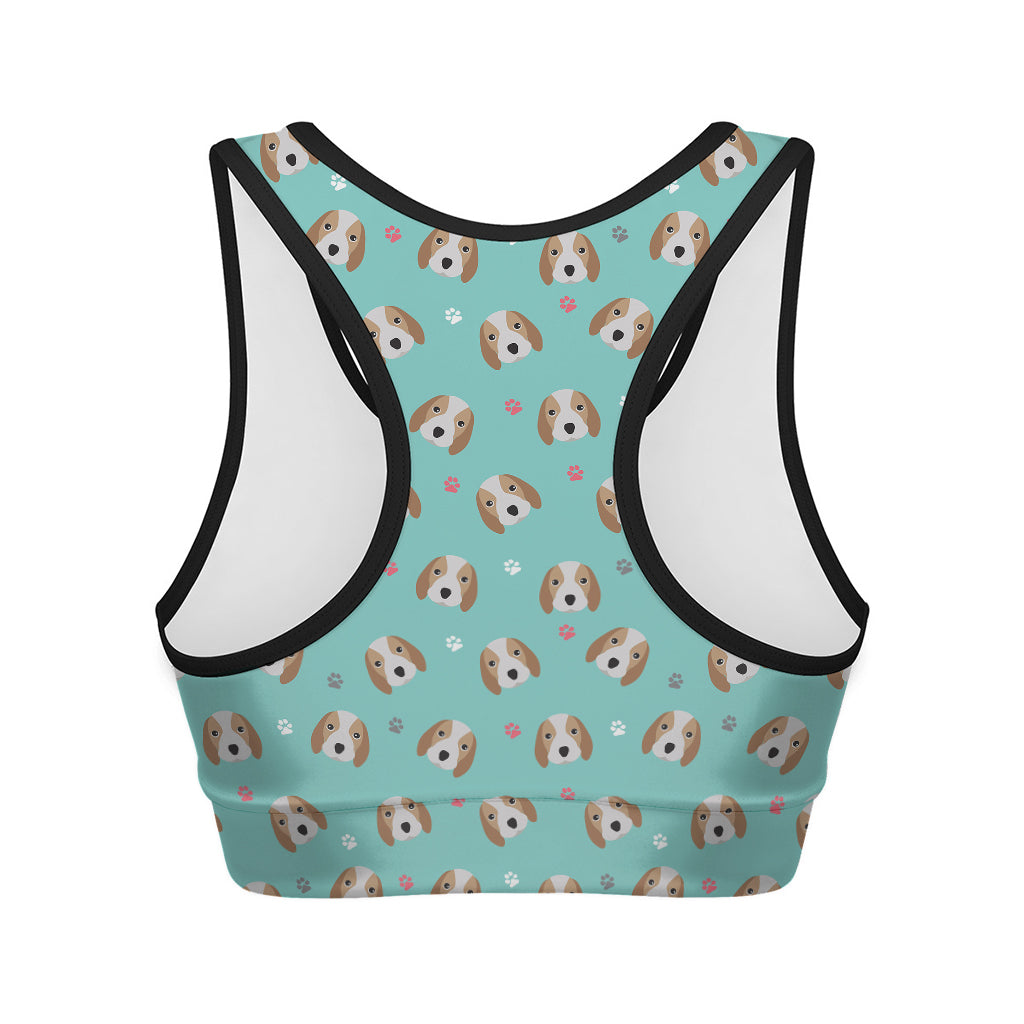 Adorable Beagle Puppy Pattern Print Women's Sports Bra