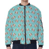 Adorable Beagle Puppy Pattern Print Zip Sleeve Bomber Jacket