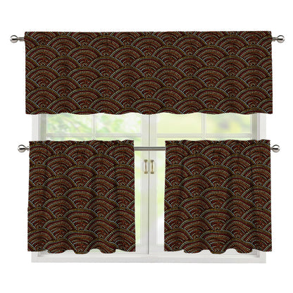 African Afro Dot Pattern Print 3 Piece Kitchen Curtains