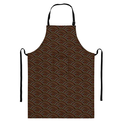 African Afro Dot Pattern Print Bib Apron With Pocket