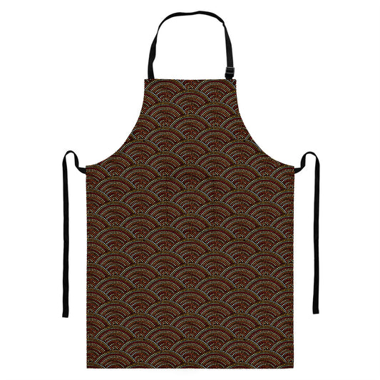 African Afro Dot Pattern Print Bib Apron With Pocket