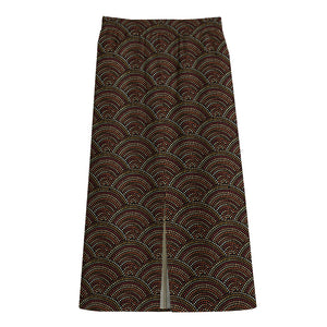 African Afro Dot Pattern Print Cotton Front Slit Maxi Skirt