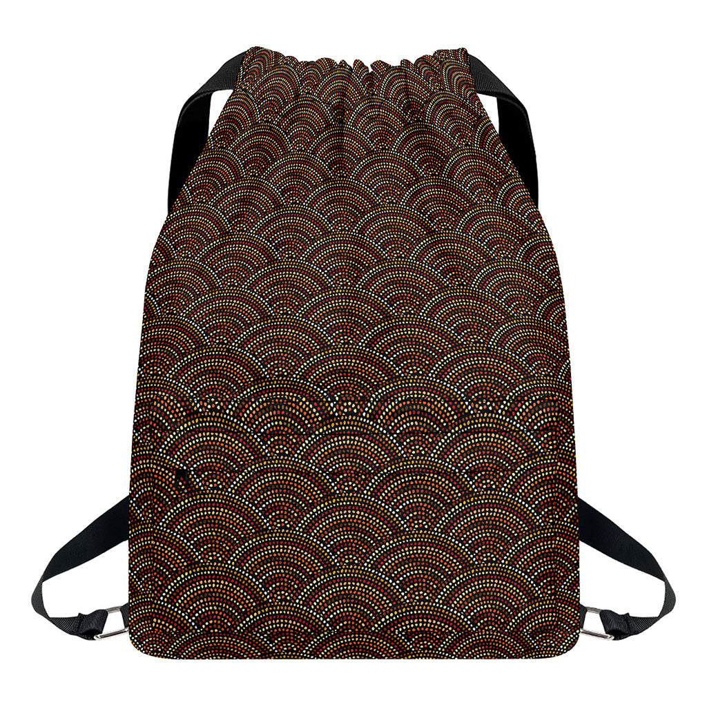 African Afro Dot Pattern Print Drawstring Backpack