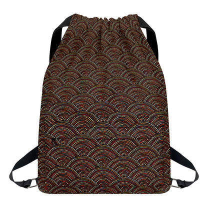 African Afro Dot Pattern Print Drawstring Backpack