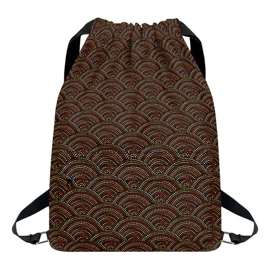 African Afro Dot Pattern Print Drawstring Backpack