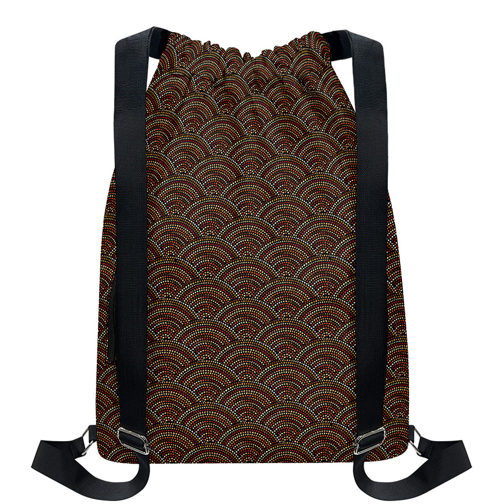 African Afro Dot Pattern Print Drawstring Backpack