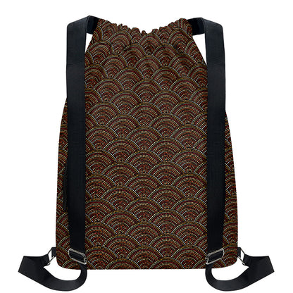 African Afro Dot Pattern Print Drawstring Backpack