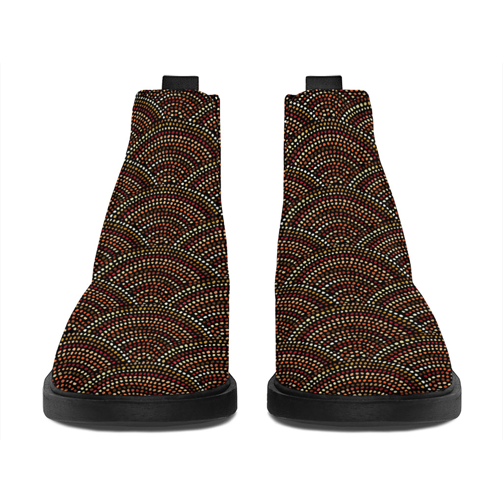 African Afro Dot Pattern Print Flat Ankle Boots