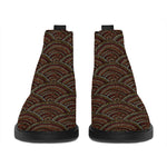 African Afro Dot Pattern Print Flat Ankle Boots